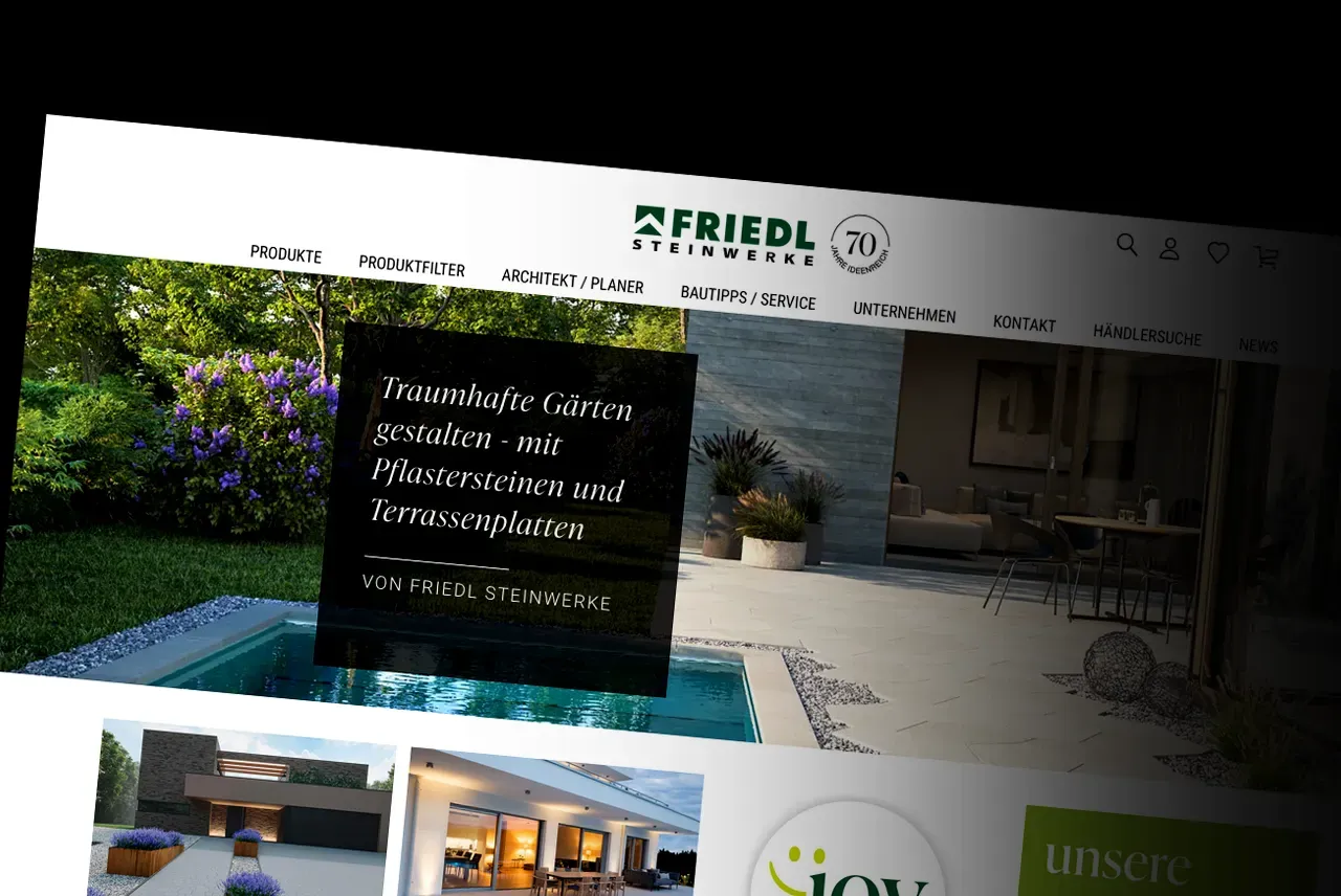 Vielfalt in Stein: B2B- und B2C-Shop, Friedl Steinwerke